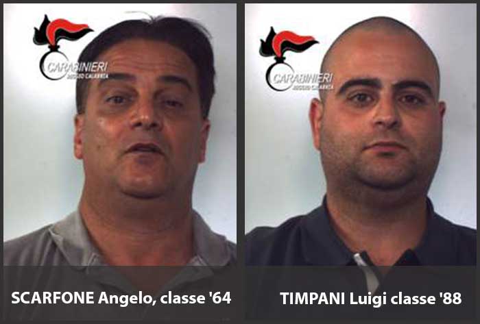 Da sinistra Angelo Scarfone e Luigi Timpani presunti responsabili dell'omicidio 