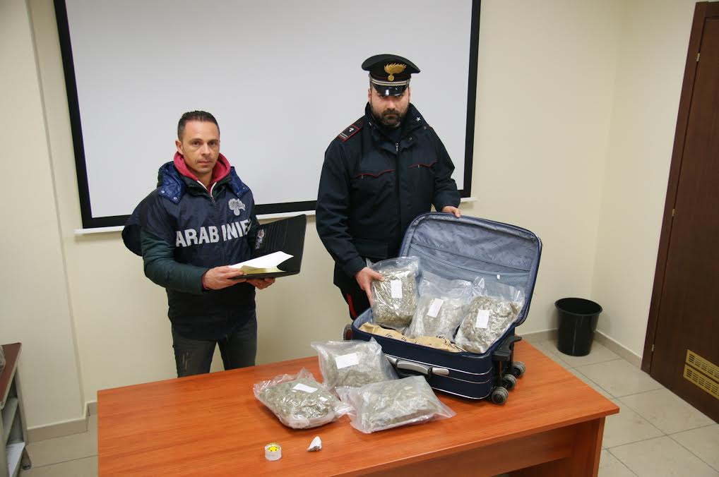 I carabinieri di Locri con la marijuana sequestrata