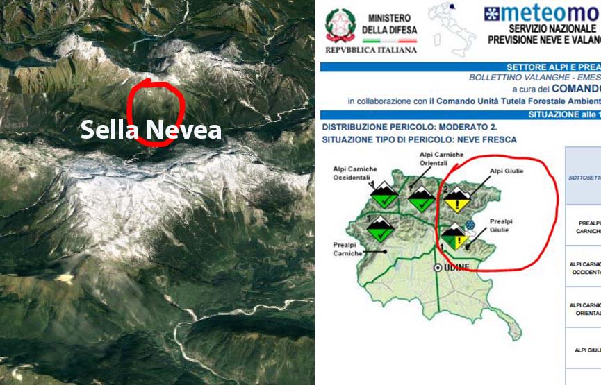 Sella Nevea Alpi Giulie Valanga