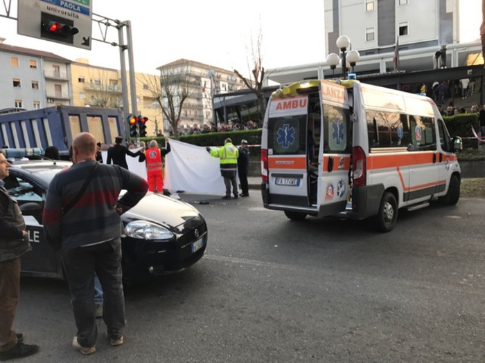 Il luogo dell'incidente a Rende 