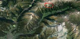 Cerchiato in rosso la zona del Gran Pilastro, Val di Vizze dove si è staccata la valanga