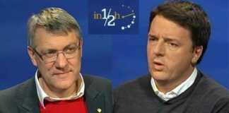 Maurizio Landini e Matteo Renzi a in Mezz'ora