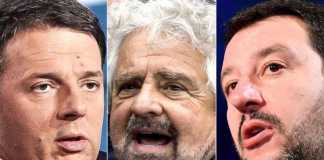 Renzi Grillo e Salvini