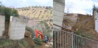 Il muro crollato a Montalto Uffugo