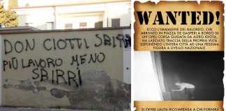 Le scritte contro don Ciotti, sindaco di Locri posta foto autore su Fb