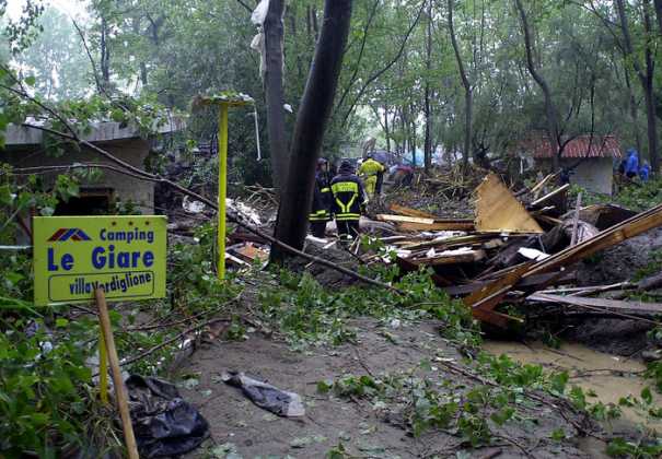 Il camping Le Giare devastato dalle acque del torrente Beltrano