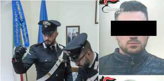 I carabinieri con la droga sequestrata, nel riquadro i due arrestati Lazzaro e Carvelli
