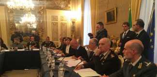 Riunione a Bari del Comitato per l'Ordine e la sicurezza pubblica presieduta dal ministro dell'Interno, Marco Minniti