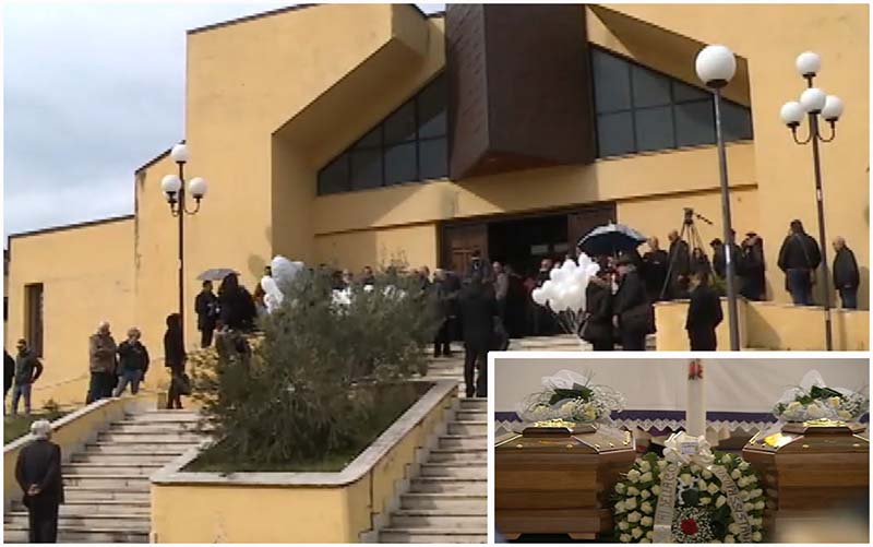 Funerali famiglia Giordano, applausi e palloncini per Cristiana e Giovanni