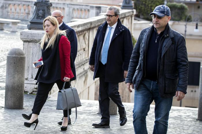 Giorgia Meloni di Fratelli d'Italia arriva al Quirinale 