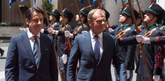 L'incontro a Palazzo Chigi tra il Premier Giuseppe Conte e Donald Tusk