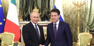Vladimir Putin con Giuseppe Conte