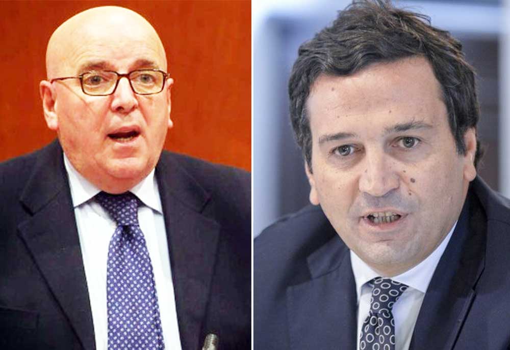 Il governatore della Calabria Mario Oliverio e a destra il consigliere di Fratelli d'Italia Fausto Orsomarso 